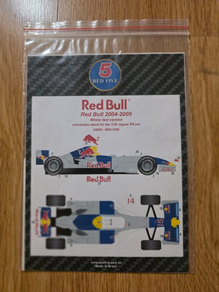 1/20th Red Five Conversion Decal for Jaguar R5 / Red Bull RB1 Winter Test 2004-5