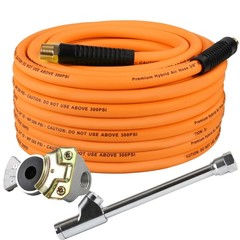 Aquilaplain 50ft Truck Air Hose Tire Inflator Glad Hand 3/8in Hybrid 300PSI Heav