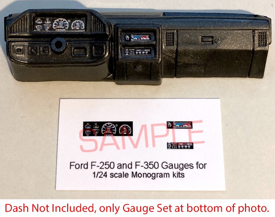 FORD F-250 and FORD F-350 PICKUP GAUGE FACES for 1/24 MONOGRAM model kits