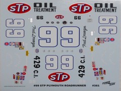 NASCAR DECAL #99 STP NASCAR 1971 PLYMOUTH ROAD RUNNER LORENZEN 1/25 POWERSLIDE