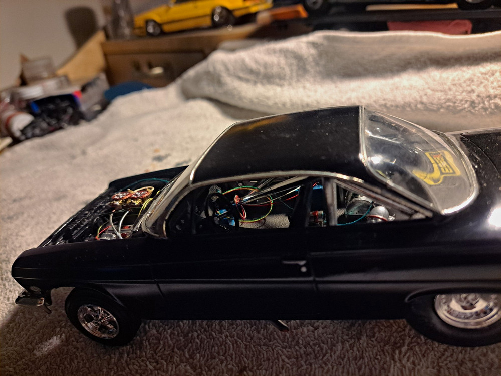 Custom Black Pre-Built Painted Model Car Detailed Engine Roll Cage ESSEX Decal