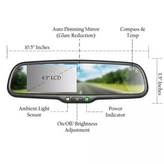 10.5 In. OEM Rear View Mirror/4.3 In. LCD Scree, Dimming, Adjustable Guide Line,