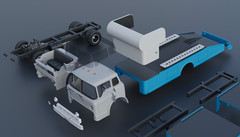 ABS-LIKE RESIN 3D PRINTED 1/32 1972 FORD C-700 RAMP TRUCK FULL KIT HAULER