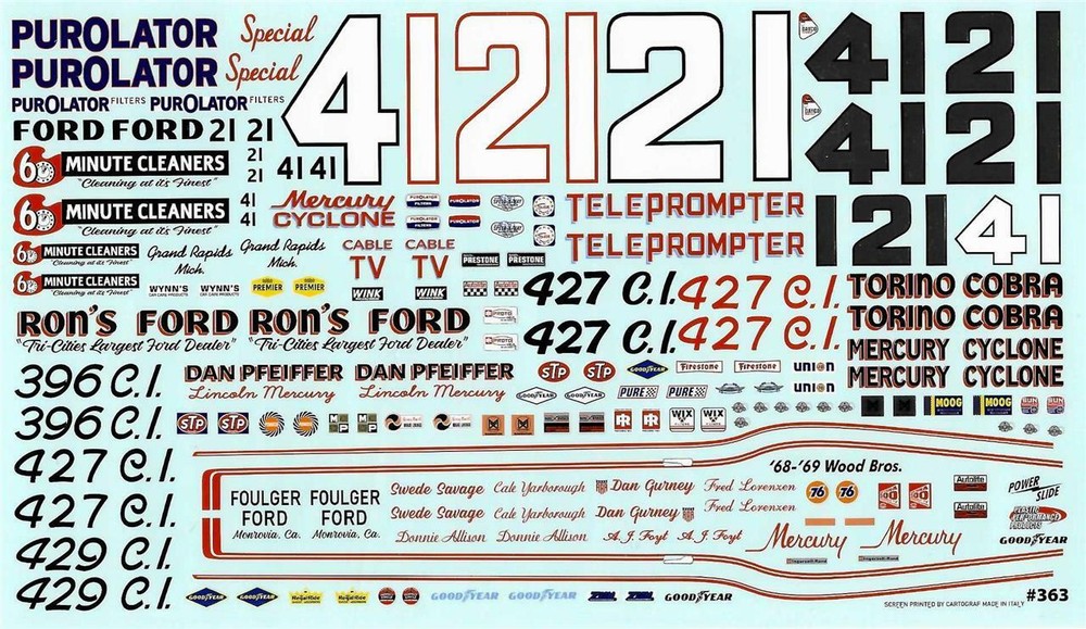 Plastic Performance Products/Powerslide 363 #21/#41/#121 Wood Brothers 1967-71