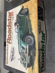 Vintage Sealed LS 1/16 Plastic Model Morgan Plus 8 Roadster Kit Japan Made Motor