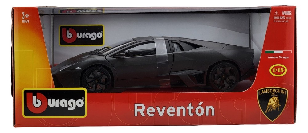 Burago Lamborghini Reventon Matte Black Diecast Car 1/18 1:18 Diamond Collection