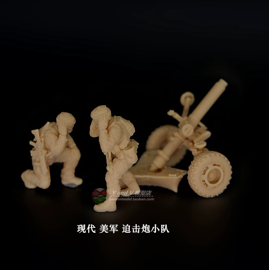 1/72 Resin Modern US Army Mortar Team 2 Figures Unpainted