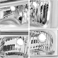 Headlights Headlamp Assembly Headlight with Bulbs Chrome Housing Clear Corner
