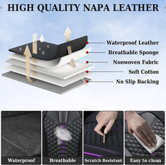 Car Seat Covers Front Seats, Nappa Leather Black&Purple Car Seat Cover, Automoti