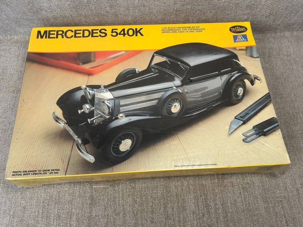 Vintage Testors & Italeri Mercedes 540K 1:24 Scale Model Kit #831 New Sealed