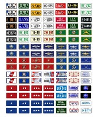 1/24 1/25 scale model car USA military government license plates tags