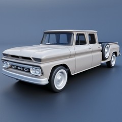 3d Printed 1/25 1965 Gmc Crew Cab Pickup Model Kit