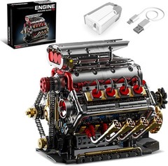 Authentic V8 Engine Model Kit – 1176 PCS with USB Rechargeable Motor for Adults