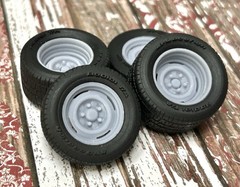 1/24 Scale: 15-inch “Steelies” Resin Wheels W/ Wide Rear Tires