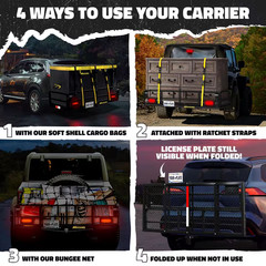 60 In. X 24 In. X 14 In. High Rail Hitch Cargo Carrier with Rear Lights, 30 Cu.