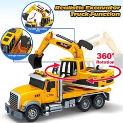 Large Excavator Truck Toddler Friction Powered Truck Vehicle Toy for Boys Girls