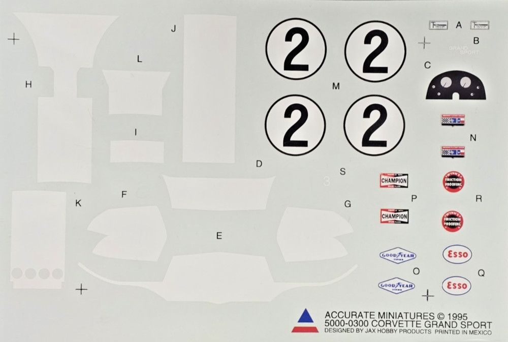 Accurate Miniatures 1/24 1/25 Corvette Grand Sport Racing Sponsor Numbers Decals