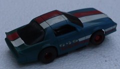 Tyco 1982 Camaro Z-28 Blue/White/Red HO Slot Car Missing Front Grill Sold AS IS