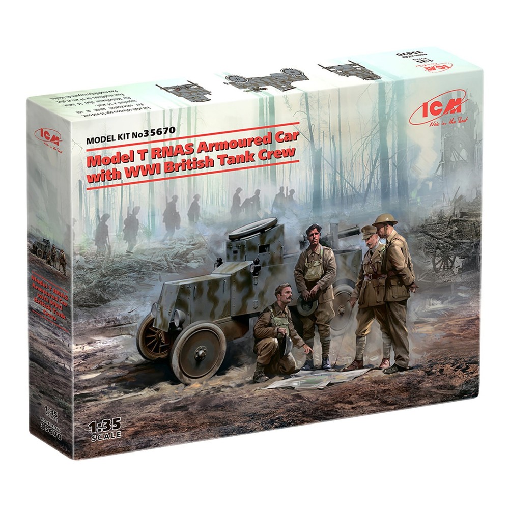 ICM 35670 Scale model kit 1:35 Model T RNAS Armoured Car WWI British Tank Crew