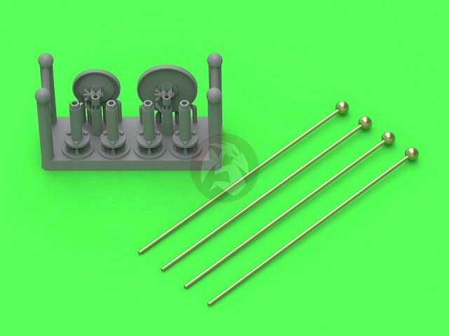 Master 1/35 Width Indicator Pole w/Mirror German Vehicles WWII (4 pcs) GM-35-096