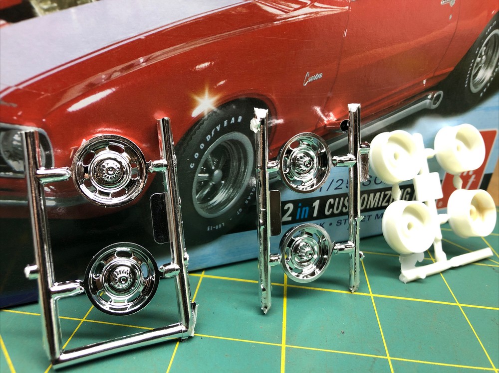 68 Chevy Camaro Z/28 Rally Wheels W Back Halves 1:25 AMT Search LBR Model Parts