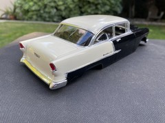 Drag Slot Car Hard Body 1955 Chevy Bel Air, Black/white
