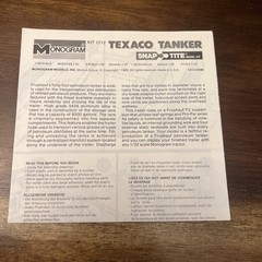 Vintage Monogram Snap Tite 1/32 Scale Texaco Tanker# 1212 Decal & Instr. Only