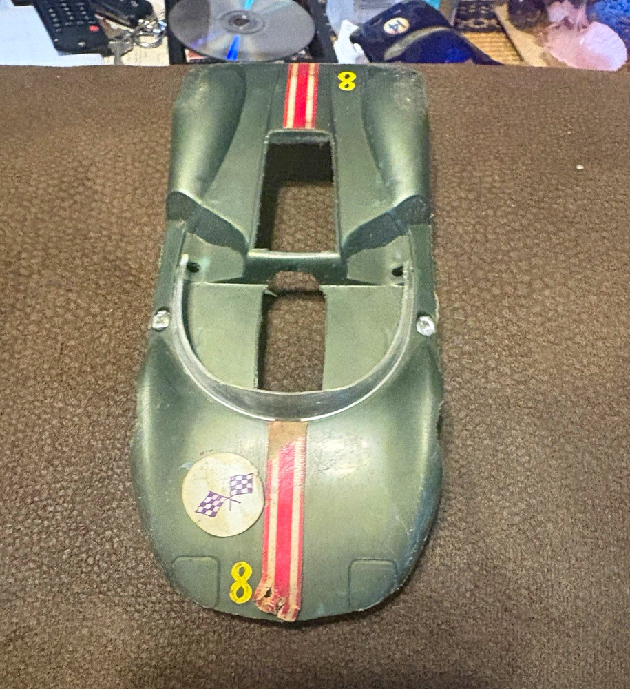 Green #8 Race Car Model Body Shell w/ Red Stripes Slot Car