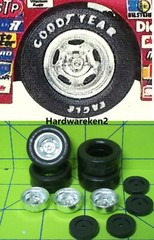BODY PART – NASCAR 1980-1990’s 5 HOLE RACING WHEEL w/TIRES- 1/24