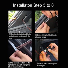 Car LED Strip Lights, Dynamic Flowing Car Trunk Light Strip, 157.48″ Flexible Tr