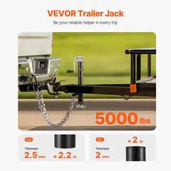 A-Frame Trailer Jack, 5000 Lbs. Load, Jack Stand with Handle & Rectangular Footp