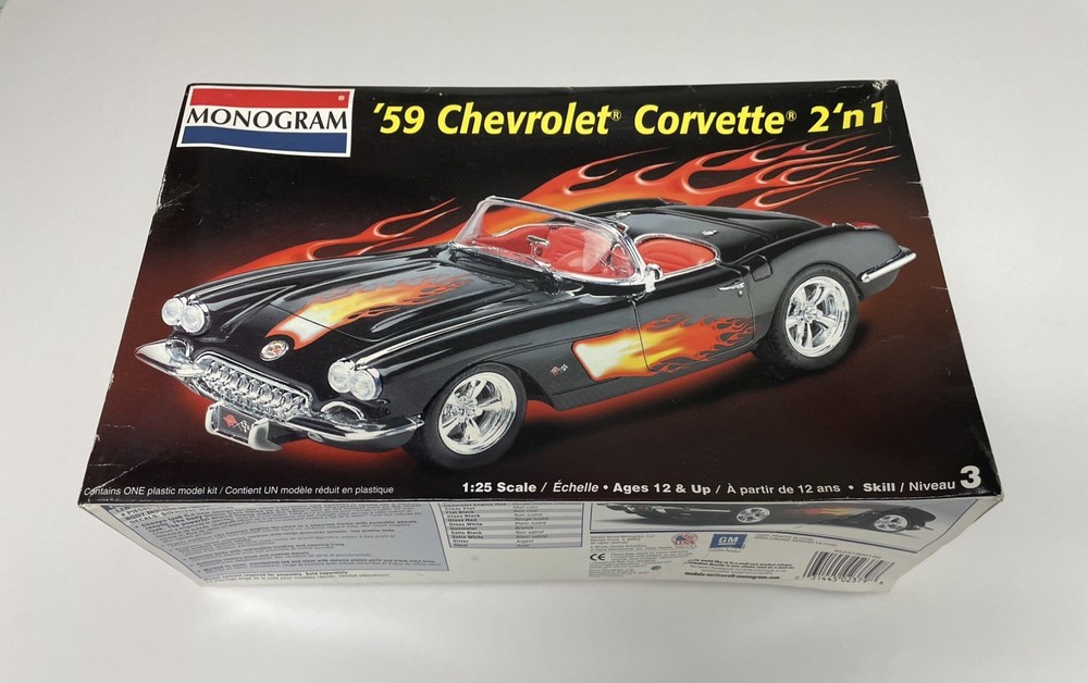 Revell Monogram 1/25 1959 Chevrolet Corvette Roadster 2n1 – Stock, Custom