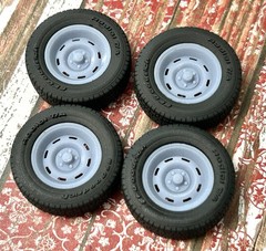 1/24 Scale: 15-inch “8-slot Steel” Resin model car wheels/tires, 1/25