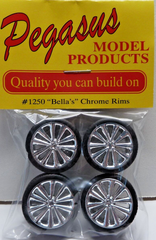 1/24 /25 Pegasus Chrome Rims W/Tires #1250 “Bella’s”