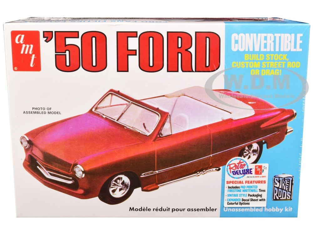 SKILL 2 MODEL KIT 1950 FORD CONVERTIBLE “STREET RODS” 3-IN-1 1/25 AMT AMT1413