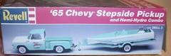 REVELL 65 CHEVY STEPSIDE PICKUP TRUCK & HEMI-HYDRO BOAT SET MODEL KIT BOXED 1:25