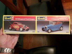 2 Pack Revell 34 Chopped Ford Coupe & T-Touring St Rod 1:25 Model Kit 1988 NOB