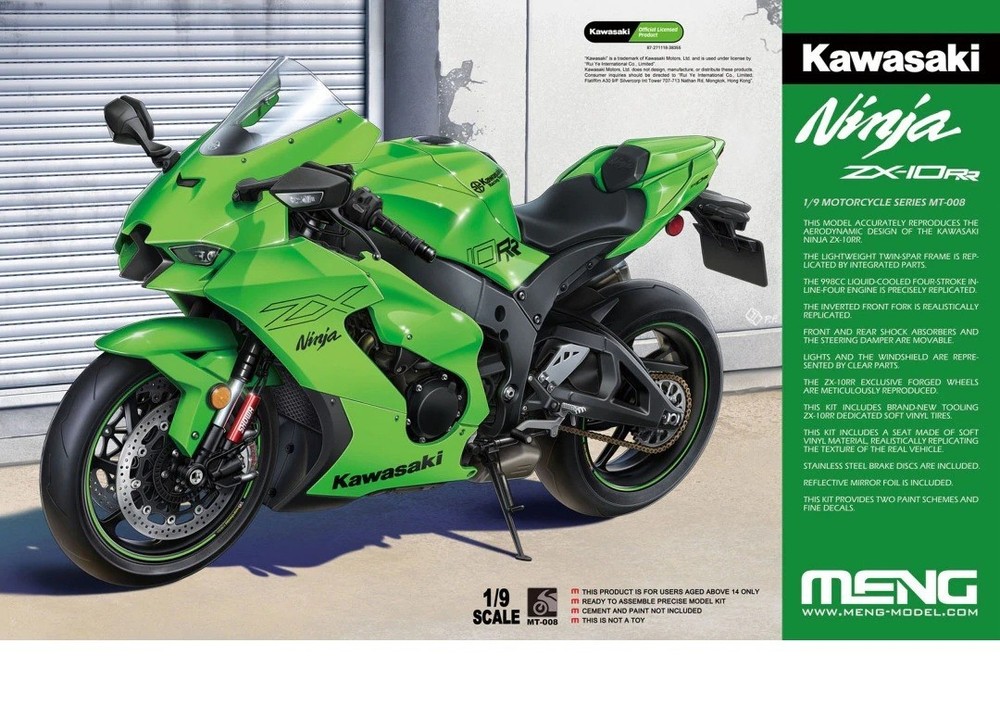 Meng Model 1/9 Kawasaki Ninja ZX-10RR Motorcycle #MT-008 📌USA📌Sealed📌