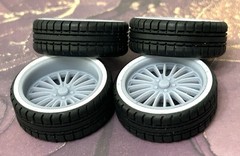 Resin 22 In. “Amer. Racing Corsair” Wheels, W/One In. Whitewalls,1/24 1/25 Scale