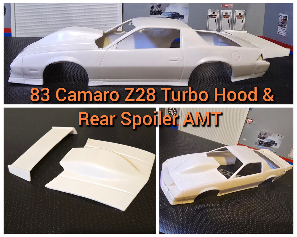 Resin Turbo Hood & Rear Spoiler Combo for 83 Camaro Z28 AMT 1/25.