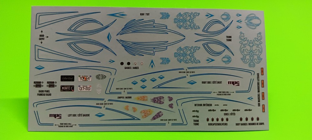 1980 Monte Carlo Class Action MPC 1/25 Custom Show Car Pin Stripes Emblems