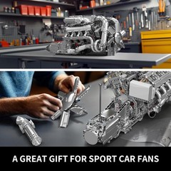 2899+ Pcs Visible V8 Internal Combustion Ohc Engine Motor Working Model DIY Kit