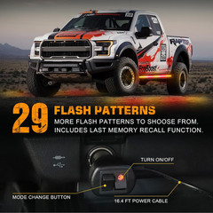60″ Amber Red LED Running Board Lights – 2PCS Emergency Strobe Warning Safety
