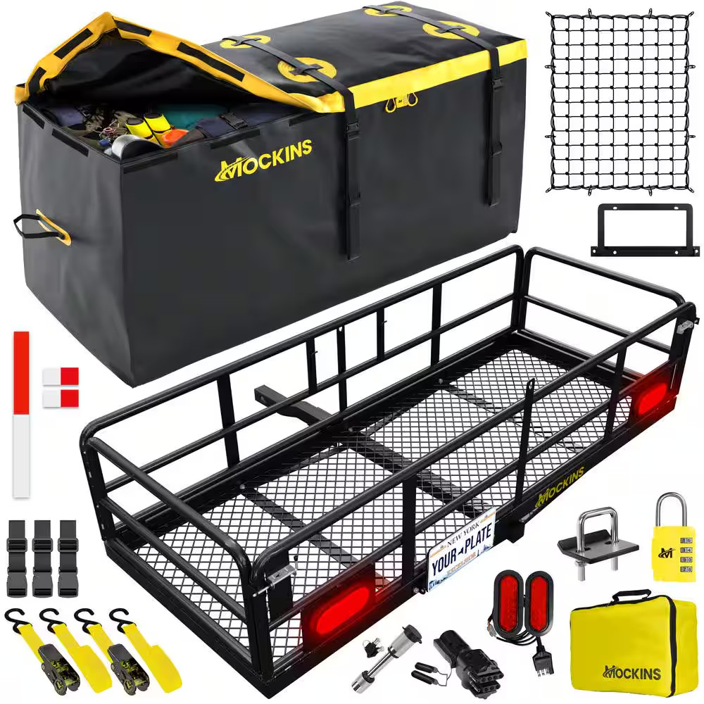 60 In. X 24 In. X 14 In. High Rail Hitch Cargo Carrier with Rear Lights, 30 Cu.