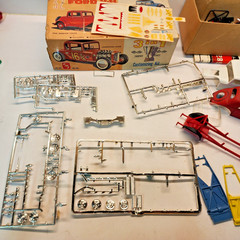 2 Vintage AMT Ford V8 3 in 1 Model Boxes with Massive Vintage Parts Lot