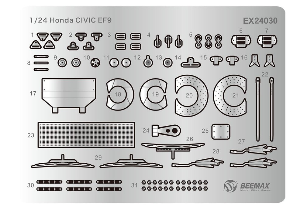 Platts/BEEMAX 1/24 Series Honda Civic EF-9 Gr.A 1991 JTC Inter TEC Detail Up Par