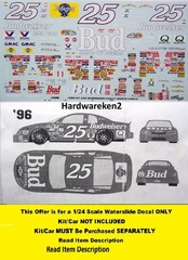 NASCAR DECAL #25 BUDWEISER 1995 MONTE CARLO KEN SHRADER 1/24 POWERSLIDE #238