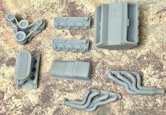 Resin Chevy 632 engine W/ Dual Carbs for scale model cars, 1/24 1/25