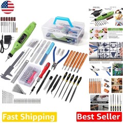 Deluxe 108pc Hobby Model Tool Kit: Electric Grinder, Carbon Steel, Crafting Set
