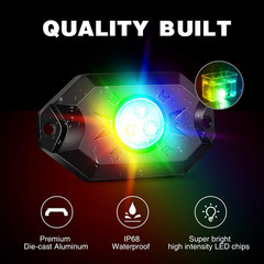 RGB LED Rock Lights Kit, 4 Pods Underglow Multicolor Neon Light Pod with Bluetoo